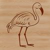 A single standing flamingo bird with its distinctive pink plumage and long neck.