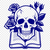 Spooky Skeleton Artwork for Decor A stylized gothic skull design with intricate details and curves.