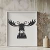 A high-resolution vector illustration of a wild moose in a natural environment.