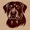 Rottweiler Face Clip Art Vector Design A graphic representation of a Rottweiler animal's face designed as a clip art for personal or commercial use.