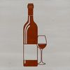 Illustrative wine glass with a bottle in the background, ideal for vector art projects.