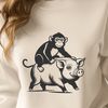 Cute Animal SVG Mixture Vector illustration of a monkey and pig combined animal design.