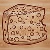 A simple illustration of a wheel of cheese with rounded edges.