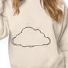 Whimsical Cloud Silhouette A stylized illustration of a white cloud against a blue sky, suitable for digital and cutting machine applications.
