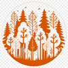 Nature's Canvas: Forest Scene Vector Art A detailed illustration of a forest with various trees and foliage, suitable for vector art projects.