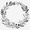 Digital Wreath Design for Various Uses An illustrative wreath made from intricately designed flowers in a digital format suitable for various uses.