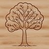 A stylized graphic representation of a natural tree suitable for various design applications.