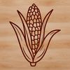 Rounded Shape Corn Kernel Design A stylized illustration of a corn kernel with rounded shapes and clean lines.