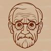 An illustration of a bearded male figure in simple vector design style.