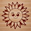 A stylized vector illustration of the sun with rays radiating outward.