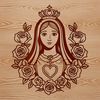 Decorative Silhouette An outline design featuring the silhouette of the Immaculate Heart in a decorative style with subtle floral details.