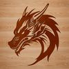Dragon Illustration in SVG Format A mythical creature with a large head, scales, and wings, depicted in vector format.