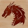 A mythical creature with a large head, breathing fire, depicted as a vector illustration in an SVG format.