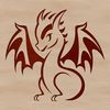 A simple line drawing of a mythical creature, commonly referred to as a dragon.