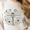 Floral Winged Beauty SVG Design A colorful illustration of a dragonfly surrounded by floral elements.