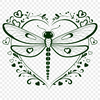 Illustrative dragonfly design with heart motifs, suitable for vector art and cutting machine projects.
