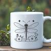 Delicate Floral Stem Dragonfly Vector An illustration of a dragonfly perched on a delicate floral stem, created as a vector graphic.