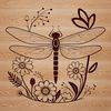 A colorful dragonfly perched on a floral stem, vector illustration suitable for commercial or personal projects.