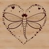 Vibrant Dragonfly Illustration with Heart Details A colorful dragonfly illustration with heart details, suitable for digital use in graphic design.