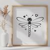 Vibrant Dragonfly Design with Heart Details A colorful dragonfly design with love hearts incorporated into its wings, suitable for vector art projects.