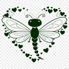 Lovely Dragonfly Illustration A colorful illustration of a dragonfly with heart shapes surrounding its body.