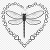Free Vector Dragonfly Design A colorful dragonfly illustration with love hearts, created as a vector graphic.