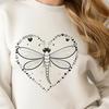 Beautiful Dragonfly Illustration with Love Hearts An illustration of a dragonfly with intricate love hearts surrounding its body.