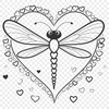 Colorful Dragonfly Design with Heart Motifs A colorful dragonfly design with heart motifs, created as a vector graphic.