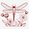 A vibrant dragonfly illustration with intricate floral details, suitable for various digital applications.