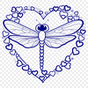 Heart Surrounding Dragonfly Vector Graphic Close-up illustration of a colorful dragonfly with love hearts surrounding its body, created as an editable vector design.