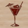 Whimsical Cocktail Vector Graphic Cocktail illustration in a glass on a white background, designed as a vector graphic.