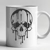 Free SVG Skull Clip Art Design A stylized illustration of a skull with dripping effects, suitable for use in various graphic designs.