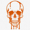 Free Halloween Drip Art A gothic-style dripping skull illustration suitable for Halloween decorations or designs.