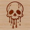 Spooky Skull Water Effect A graphic illustration of a skull with dripping water effects, suitable for Halloween decorations or gothic-inspired designs.