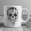 Beautiful Vector Skull Design Element A detailed illustration of a dripping skull, suitable for graphic design and crafting projects.