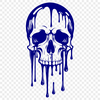 Spooky Skull Clip Art Design A detailed illustration of a skull with dripping liquid, suitable for graphic design and vector art projects.