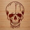 Spooky Halloween Design A stylized illustration of a skull with dripping liquid, suitable for Halloween-themed designs.