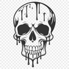 Gothic Skull Design for Halloween Decorations A stylized illustration of a dripping skull with gothic details, suitable for Halloween decorations or vector art projects.