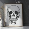 Dripping Gothic Skull Illustration A stylized illustration of a dripping skull with intricate details, suitable for Halloween decorations.