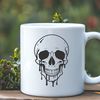 Gothic Skull Illustration with Blood A detailed illustration of a skull with dripping blood, suitable for use in gothic-themed designs.