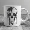 Spooky Gothic Skull Illustration A detailed, gothic-inspired illustration of a dripping skull, suitable for Halloween-themed designs.