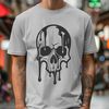 Beautiful SVG Dripping Skull Design A vector design of a dripping skull with intricate details, suitable for Halloween decorations or gothic-inspired art.