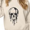 Gothic Skull Illustration with Liquid Drips A detailed illustration of a skull with drips of liquid, suitable for Halloween decorations or designs.