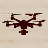 A detailed illustration of a drone flying through the air with various components labeled.
