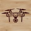 A simple line drawing illustration of an unmanned aerial vehicle (UAV) with wings outstretched.