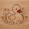 A digital vector design featuring a realistic duck illustration.