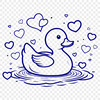 Quacking with Love A stylized illustration of a happy duck with love hearts surrounding it, suitable for various digital formats.