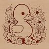 Vibrant Waterbird Design Quacking waterbird with feathered body and beak.