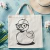 Cute Cartoon Duck in Vector Format A cartoon bird with glasses, resembling a rubber duck, in vector format.