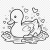 Quacking Love Bird A stylized vector illustration of a duck with love hearts integrated into the design.
